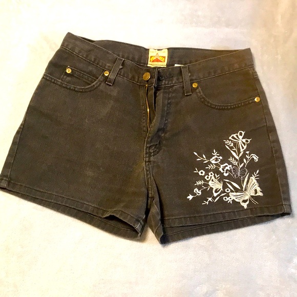 Big Ace Brand Pants - Vintage BIG ACE BRAND Black Denim Shorts Size 9